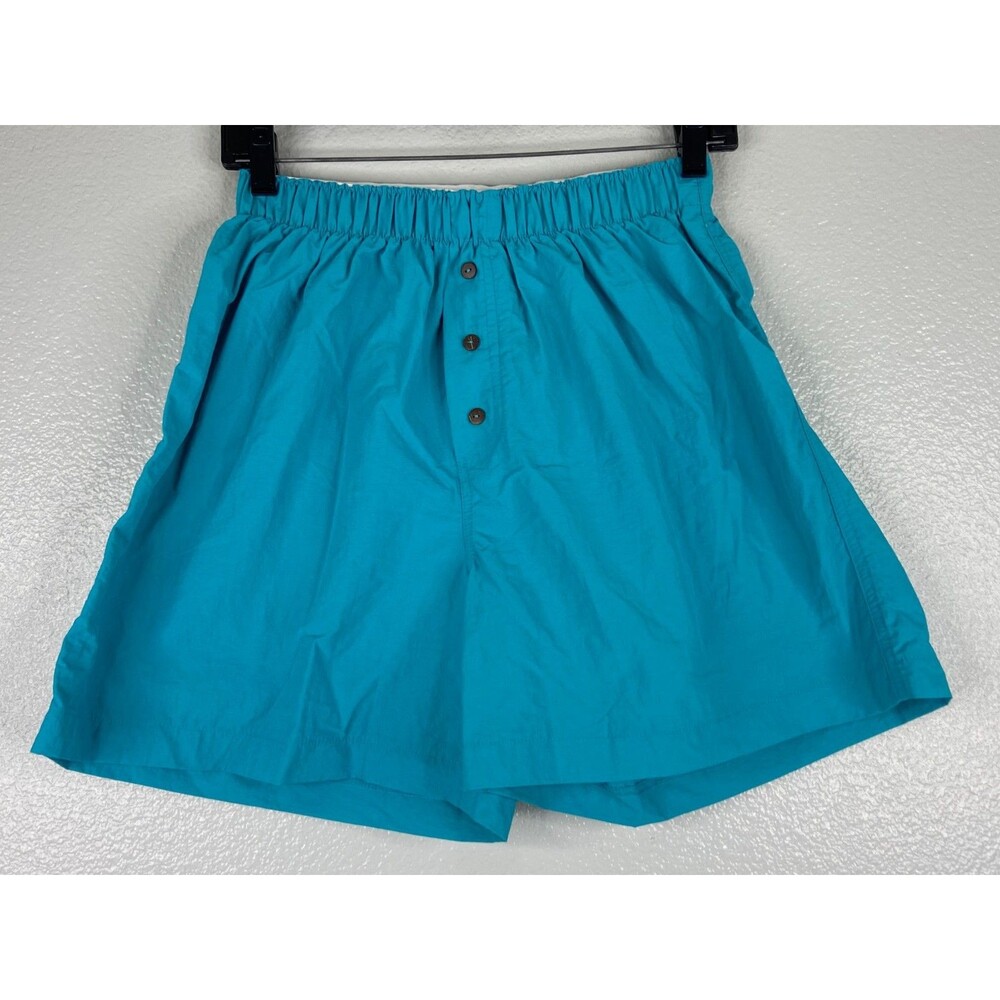 Zenana Women Small Blue Windbreaker Shorts Elastic Waist Faux Button Front